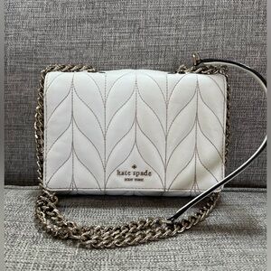 Kate Spade Briar Lane Mini Emelyn Genuine Leather Soft White Chain Quilted Bag